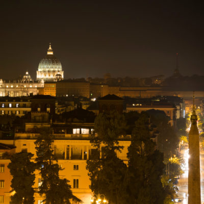 Panorama serale dalla terrazza del Pincio a Villa Borghese